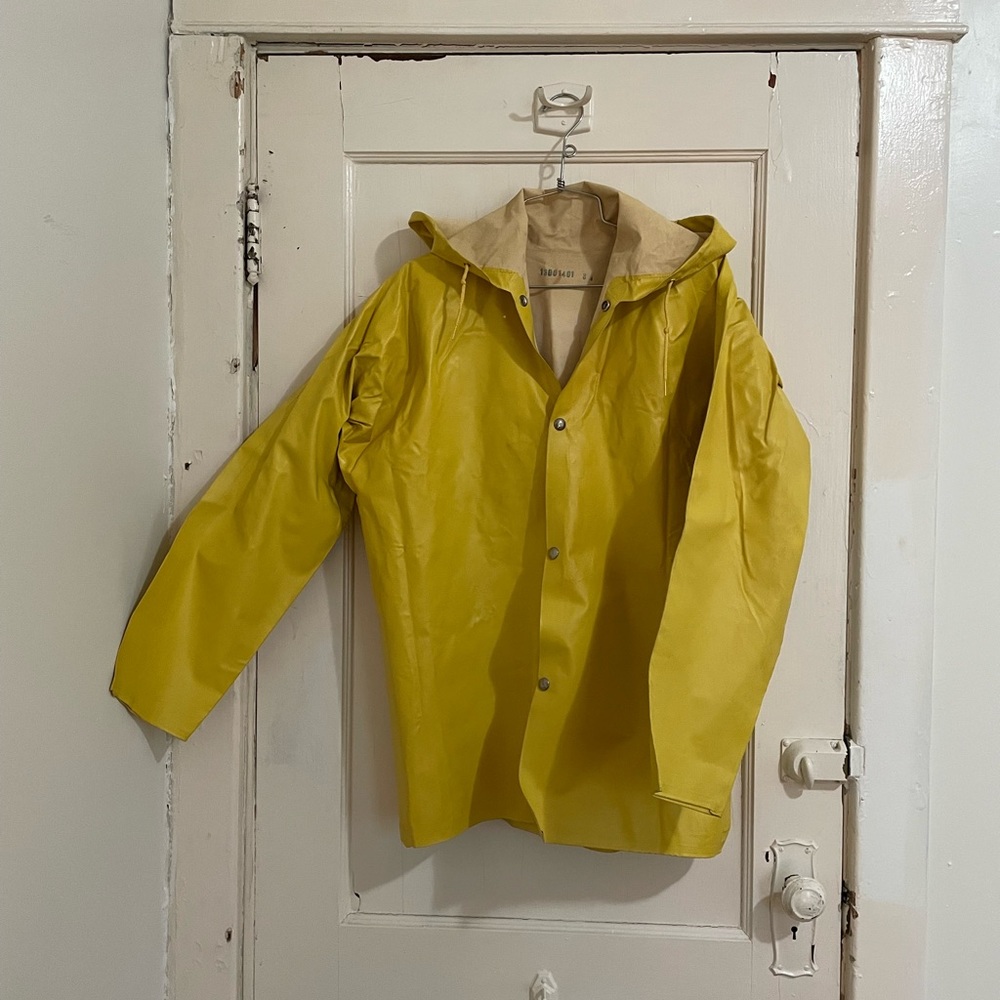 vintage rubber yellow rain jacket